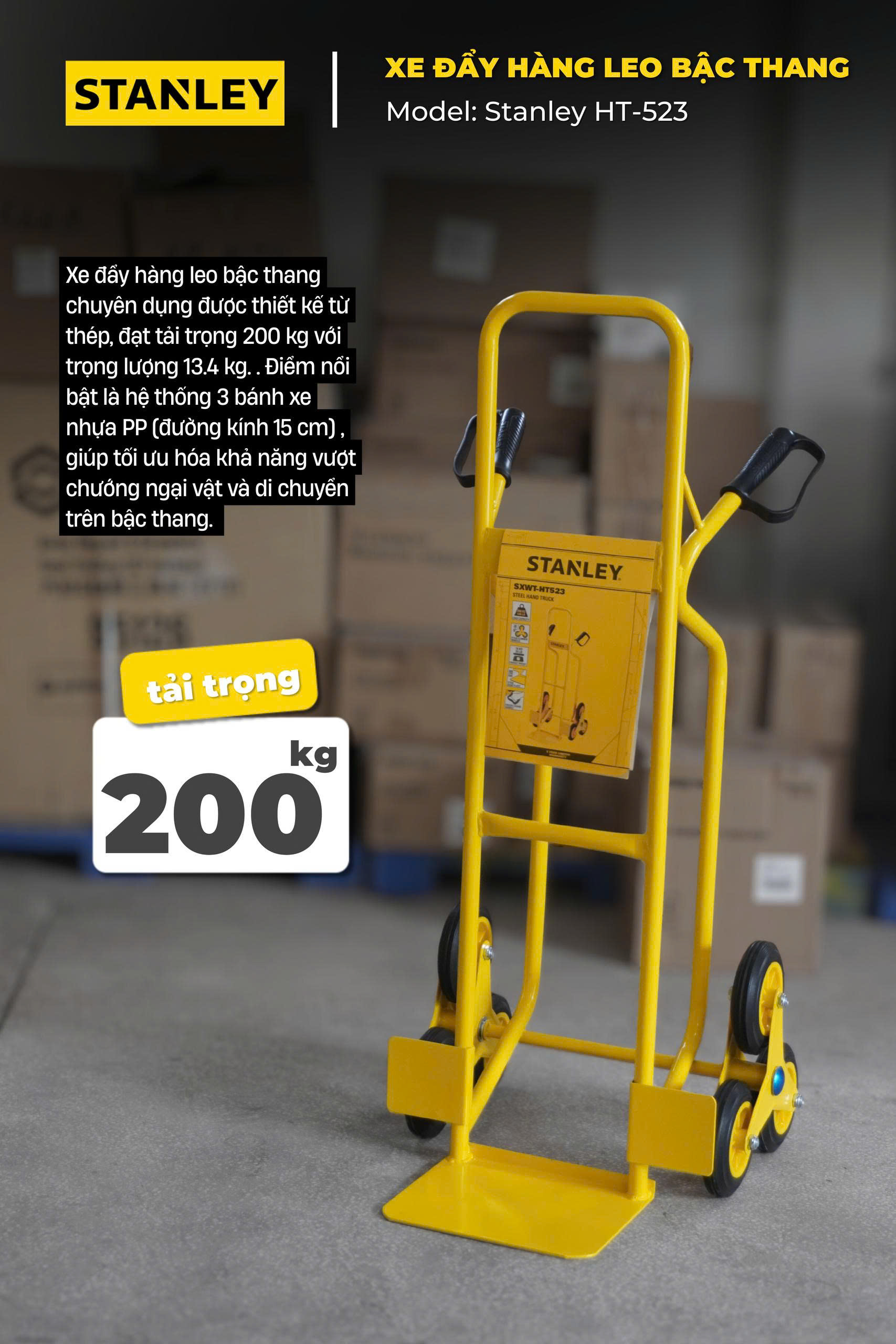 Xe đẩy hàng leo cầu thang Stanley HT523 - Tải trọng 200kg. - Ảnh 6