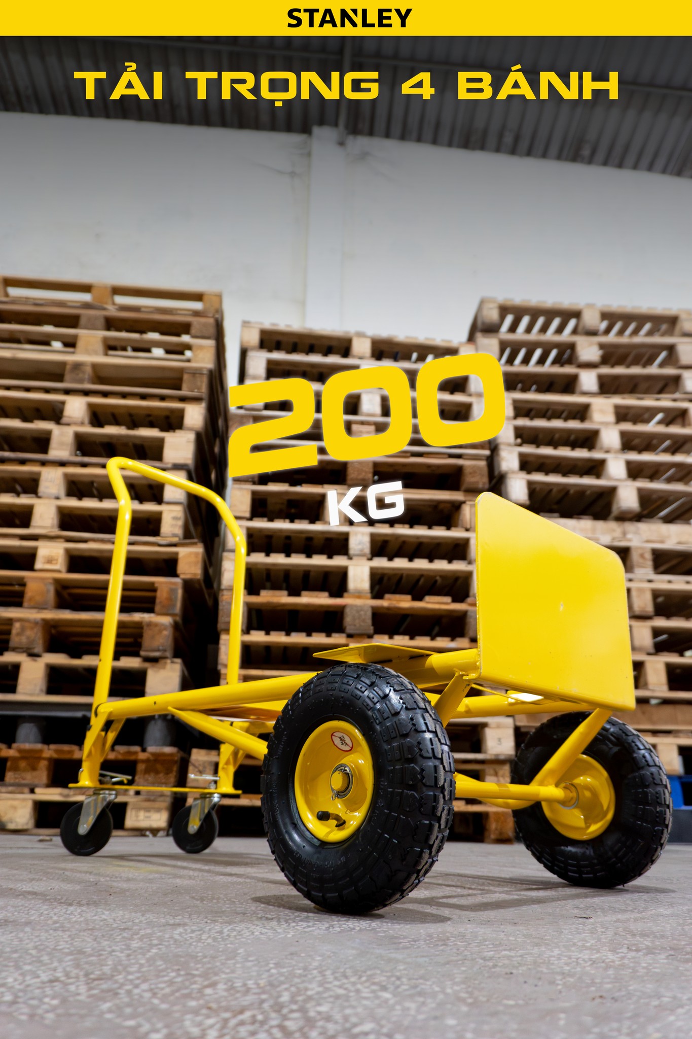 Xe đẩy hàng chuyển đổi 2 - 4 bánh Stanley MT519 - Tải trọng 150kg (2 bánh) - 200kg (4 bánh). - Ảnh 11