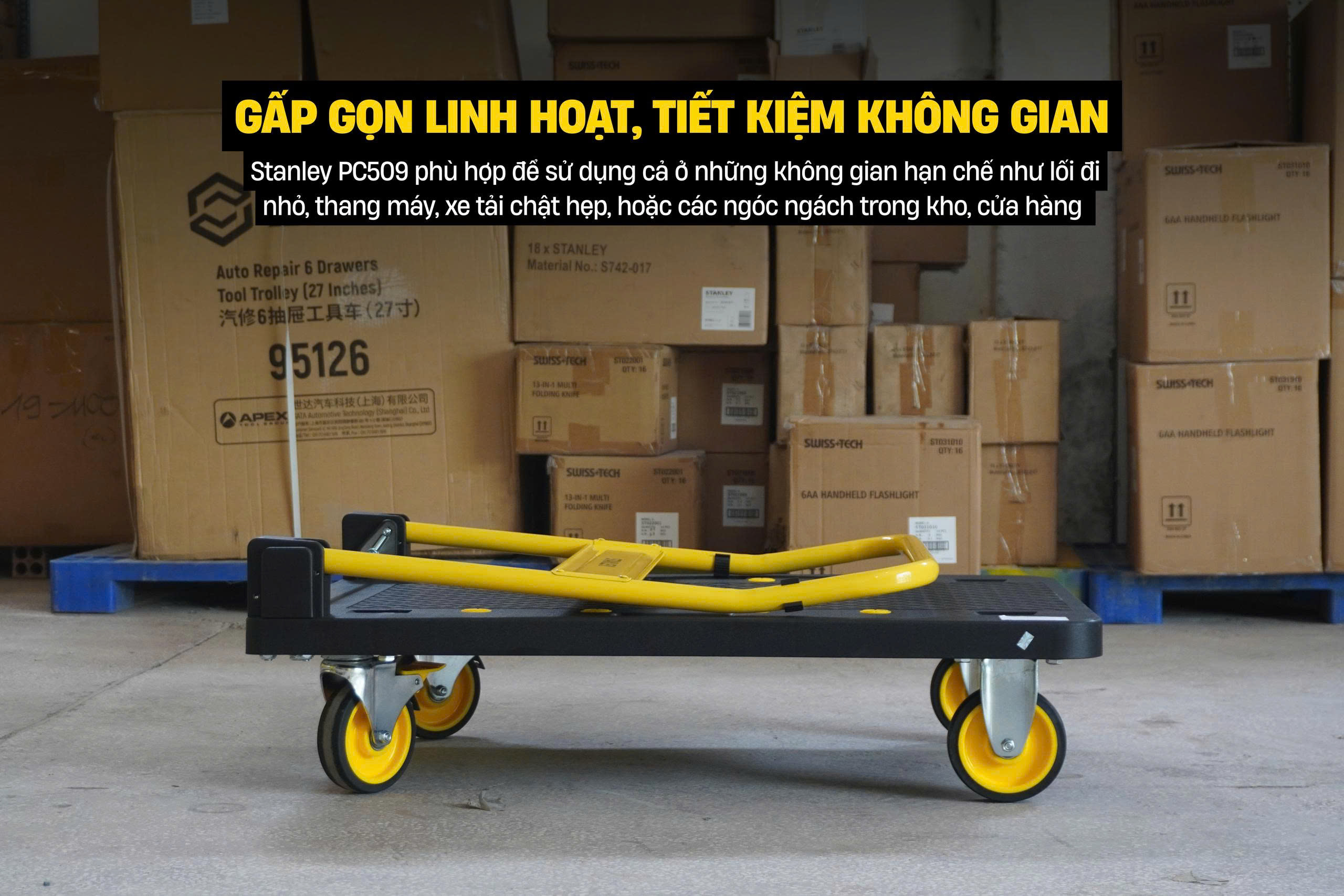 Xe đẩy hàng 4 bánh Stanley PC509 - Tải trọng 250kg. - Ảnh 7