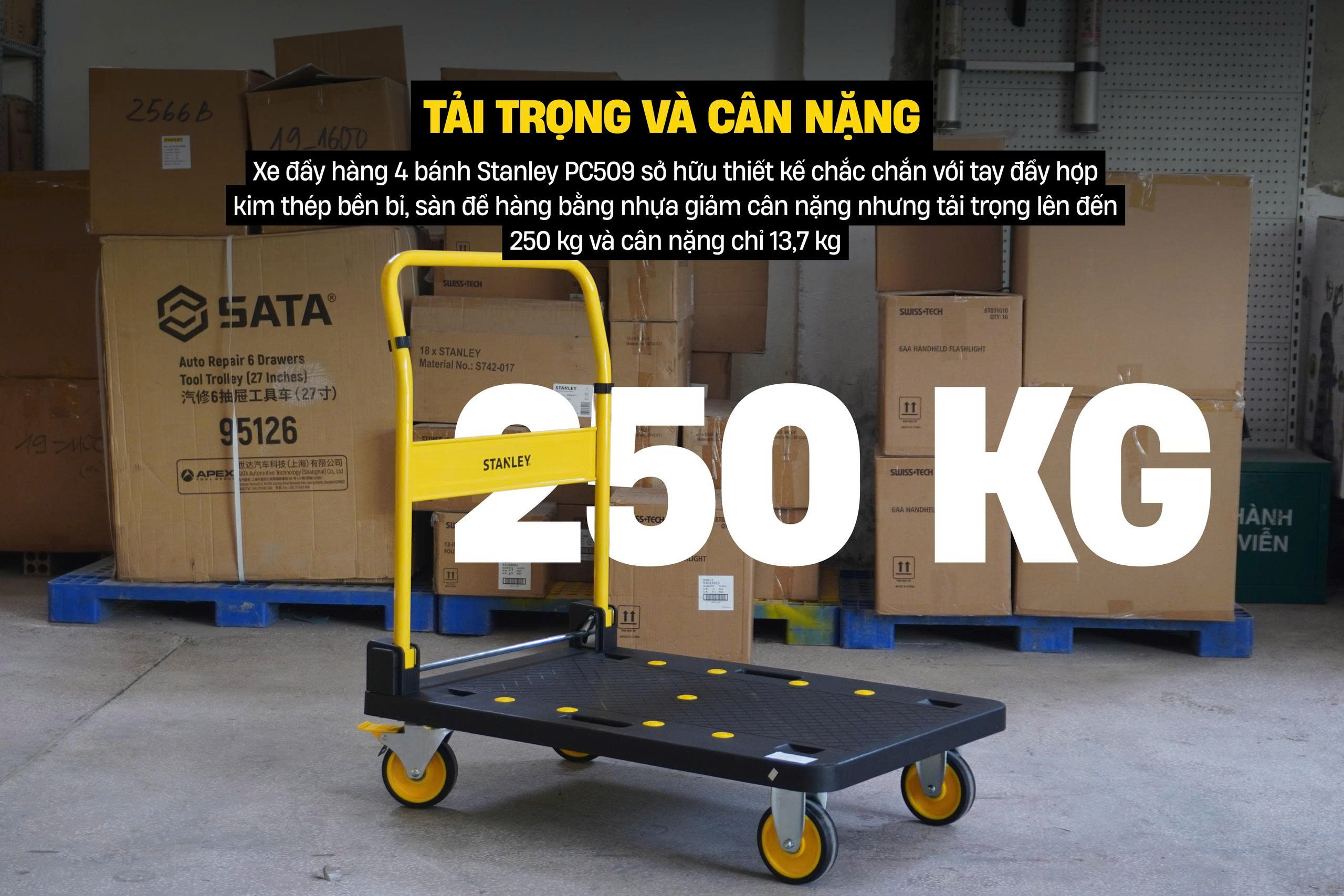 Xe đẩy hàng 4 bánh Stanley PC509 - Tải trọng 250kg. - Ảnh 4