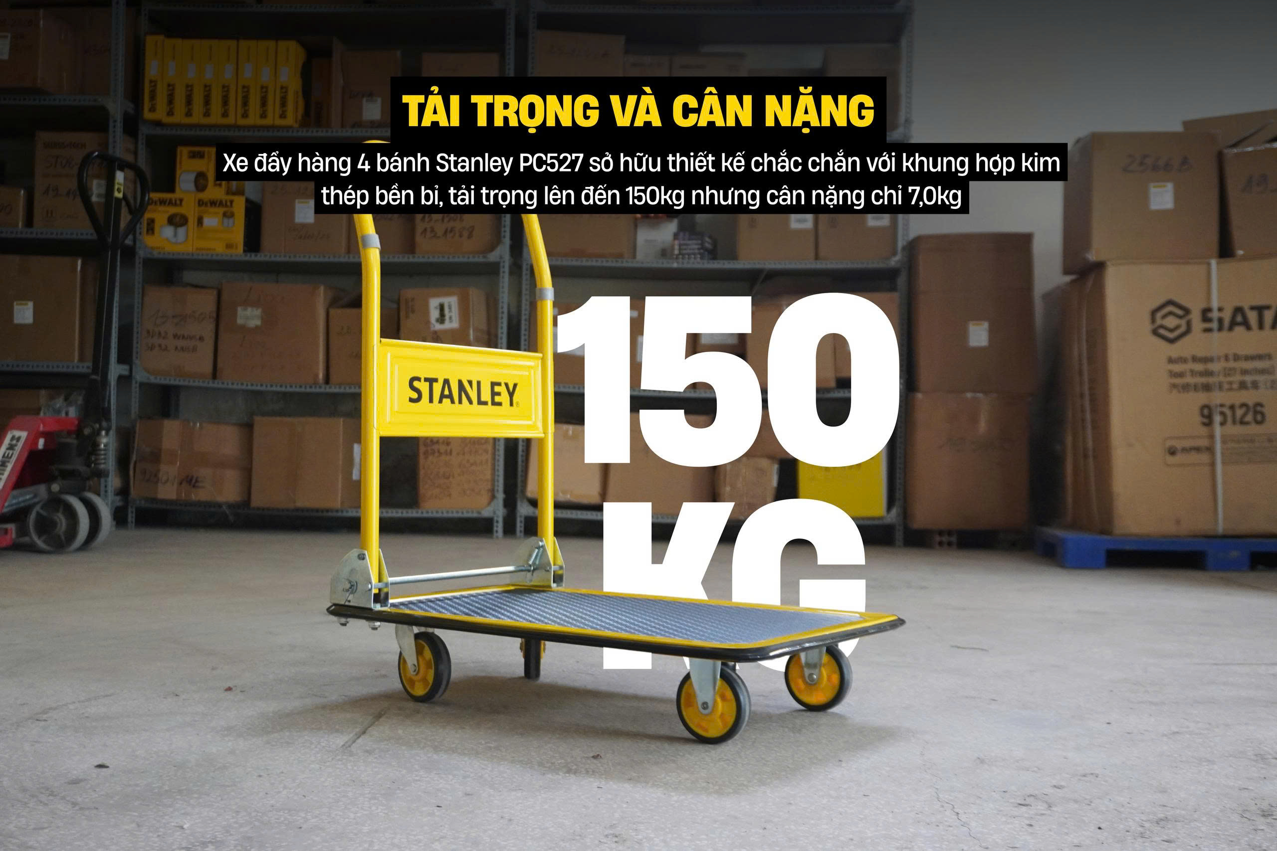 Xe đẩy hàng 4 bánh Stanley PC527 - Tải trọng 150kg. - Ảnh 7