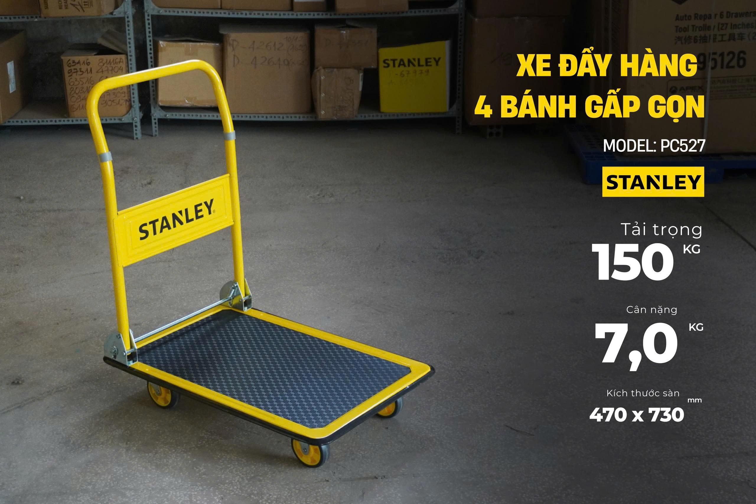 Xe đẩy hàng 4 bánh Stanley PC527 - Tải trọng 150kg. - Ảnh 4