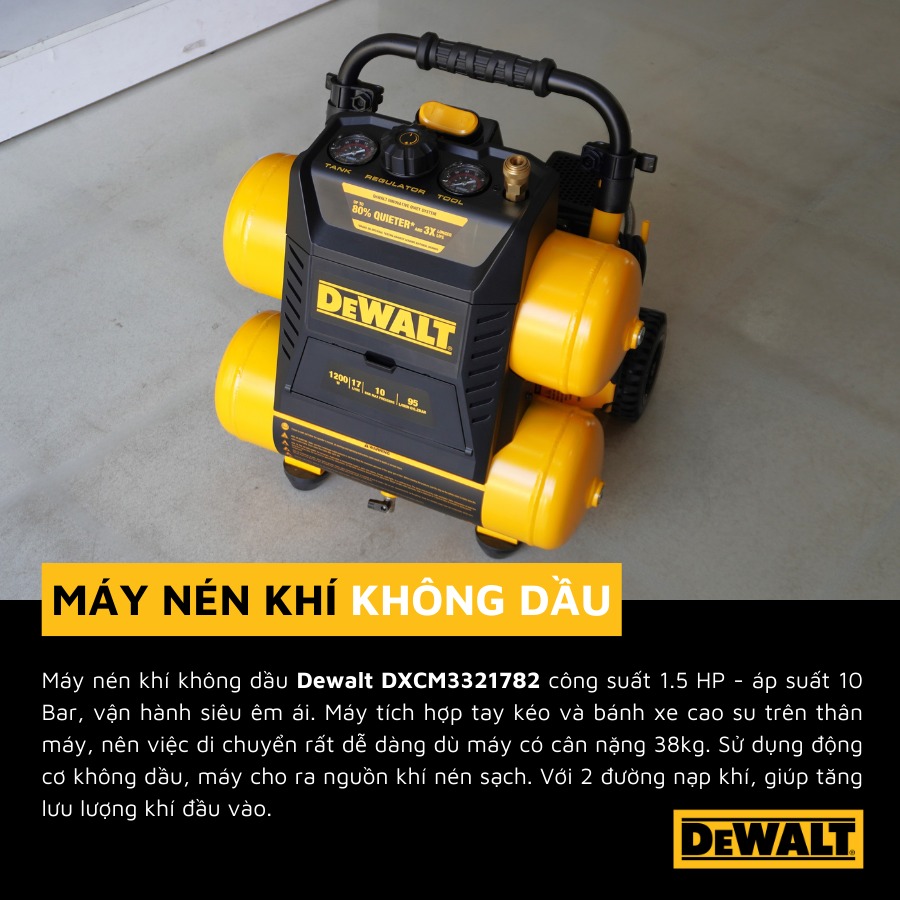 MÁY NÉN KHÍ KHÔNG DẦU 17L DEWALT DXCM3321782 - Ảnh 8
