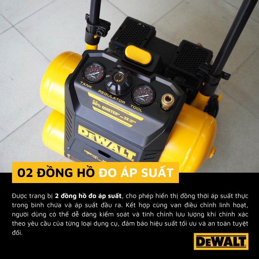 MÁY NÉN KHÍ KHÔNG DẦU 17L DEWALT DXCM3321782 - Ảnh 7
