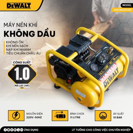 MÁY NÉN KHÍ KHÔNG DẦU 11L DEWALT DXCM3301181