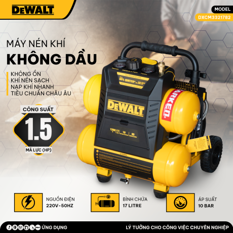 MÁY NÉN KHÍ KHÔNG DẦU 17L DEWALT DXCM3321782