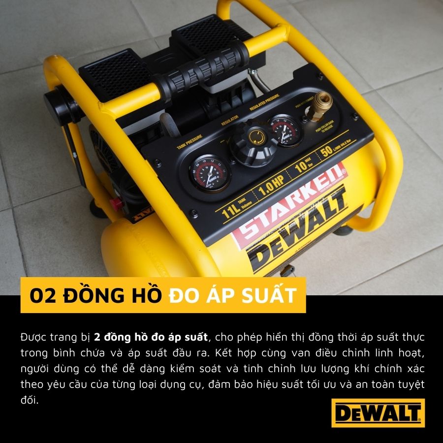 MÁY NÉN KHÍ KHÔNG DẦU 11L DEWALT DXCM3301181 - Ảnh 4