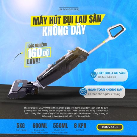 MÁY HÚT BỤI LAU SÀN THÔNG MINH KHÔNG DÂY 5 CHỨC NĂNG BLACK+DECKER BXUVXA02