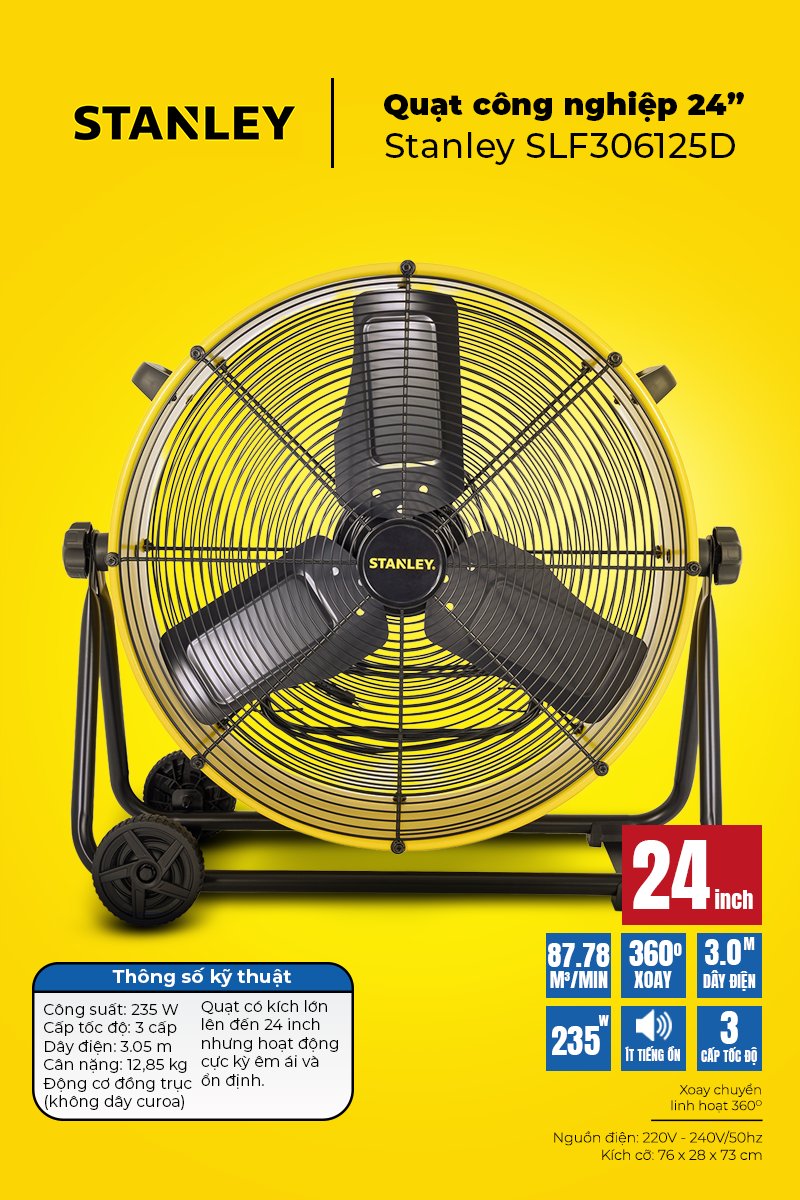 Quạt Công nghiệp Stanley 24” SLF306125D - Ảnh 2