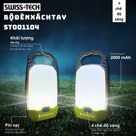 Bộ đèn xách tay dùng trong cắm trại dùng Pin sạc  SWISS+TECH ST001104