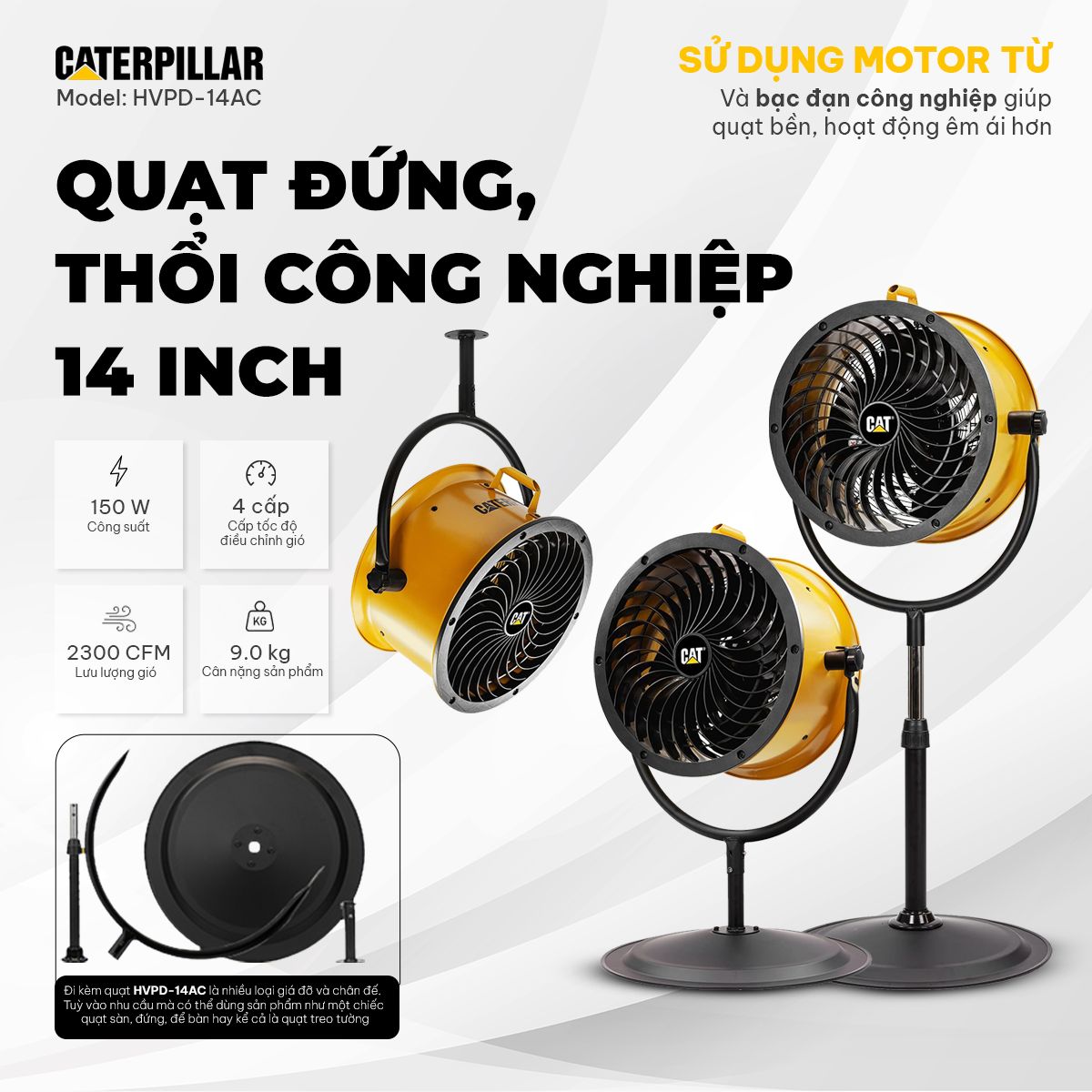 Quạt đứng công nghiệp Caterpillar 14" HVPD-14AC - Ảnh 2