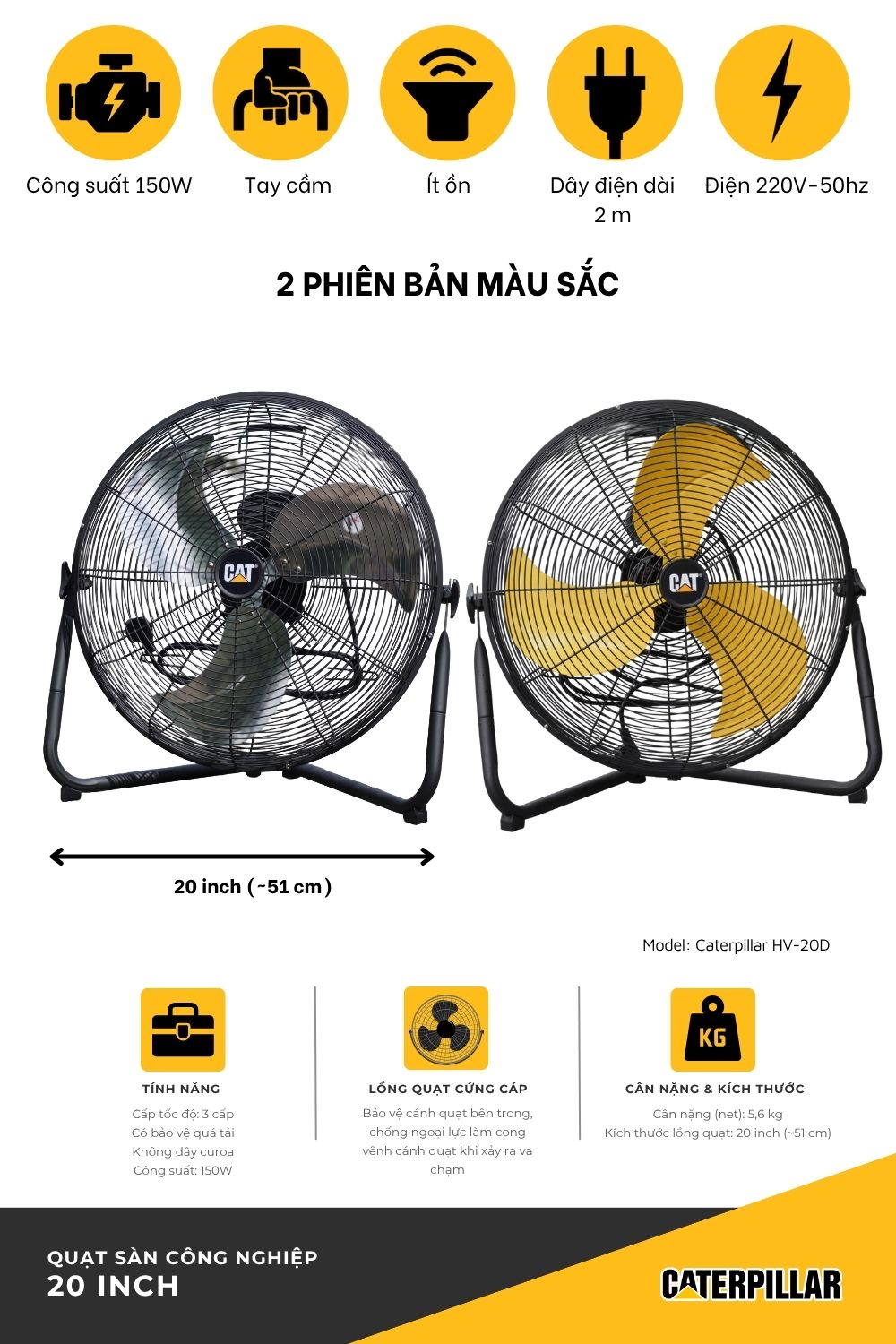 Quạt công nghiệp Caterpillar 20″ HV-20D - Ảnh 11