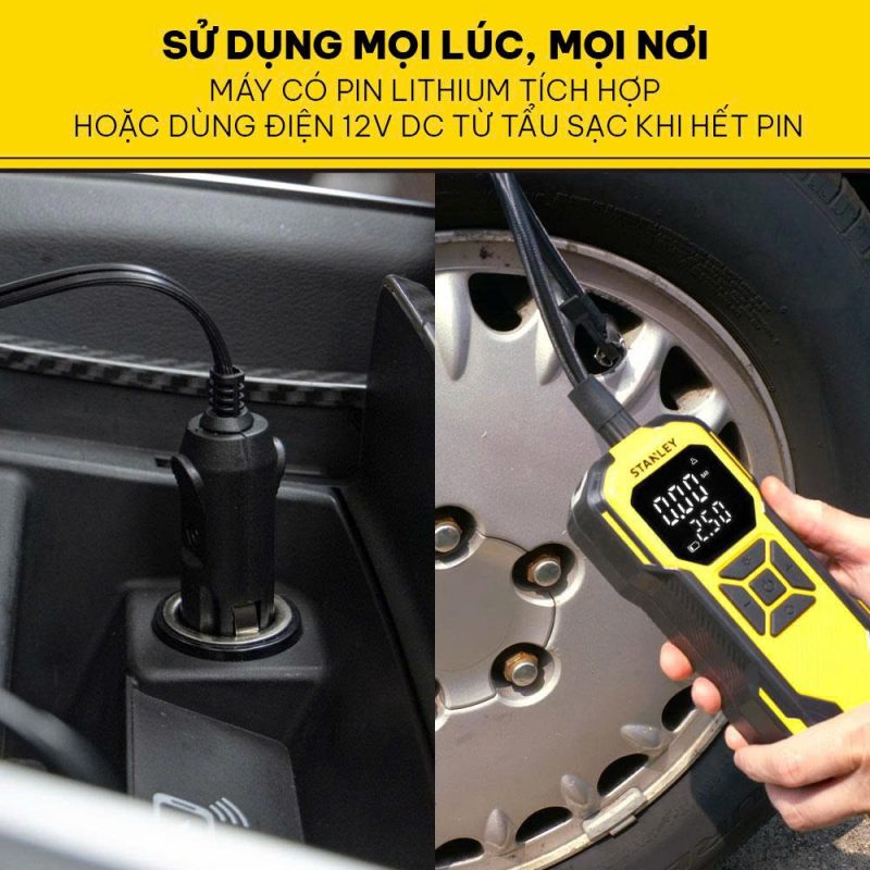 Dụng cụ đa năng bơm xe, đèn pin Led, sạc dự phòng STANLEY Model SXIF0101 Tiêu chuẩn Châu Âu - Ảnh 7