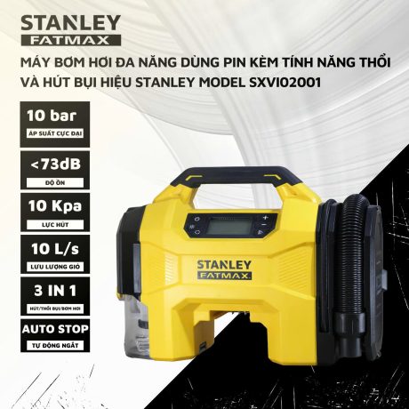 Máy bơm hơi đa năng dùng pin kèm tính năng thổi và hút bụi hiệu STANLEY Model SXVI02001, 3 trong 1