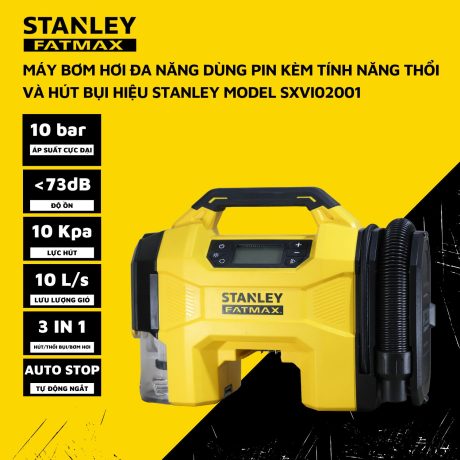 Máy bơm hơi đa năng dùng pin kèm tính năng thổi và hút bụi hiệu STANLEY Model SXVI02001, 3 trong 1