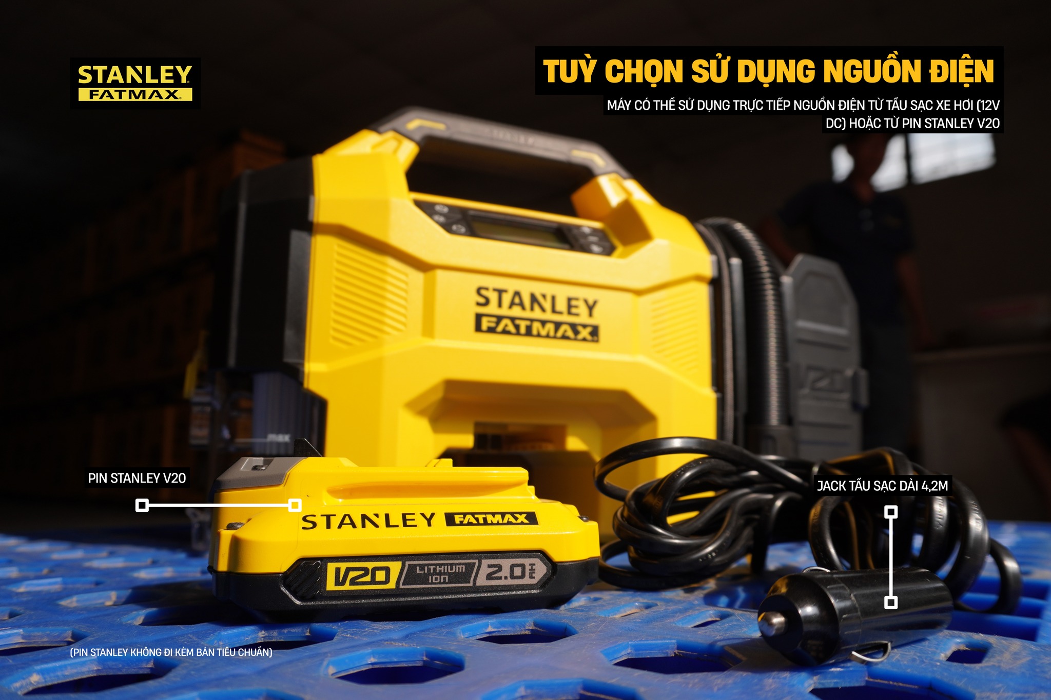 Máy bơm hơi đa năng dùng pin kèm tính năng thổi và hút bụi hiệu STANLEY Model SXVI02001, 3 trong 1 - Ảnh 9