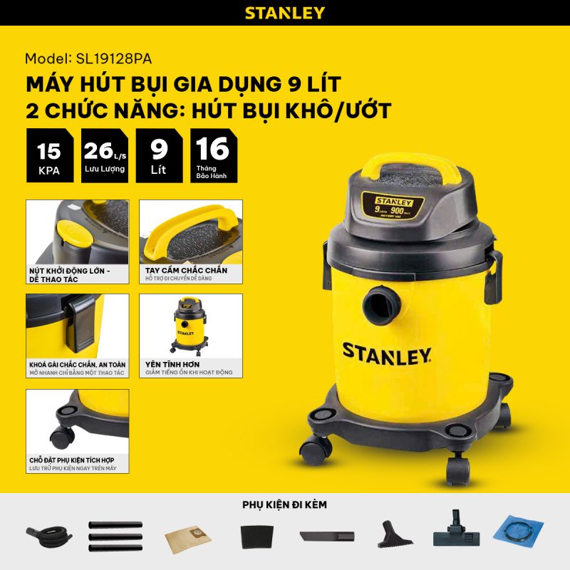 Máy hút bụi 2 chức năng Stanley SL19128PA - 9L - 15Kpa