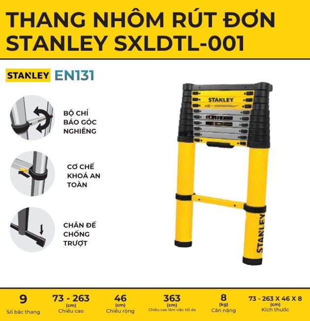 Thang nhôm rút đơn Stanley SXLDTL-001