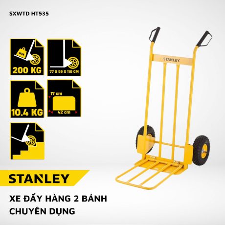 Xe đẩy hàng 2 bánh Stanley HT535 – Tải trọng 200kg.