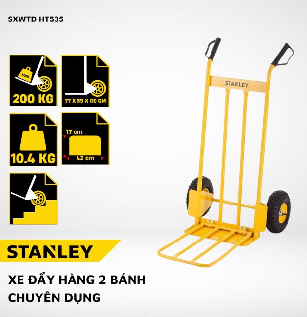 Xe đẩy hàng 2 bánh Stanley HT535 – Tải trọng 200kg.