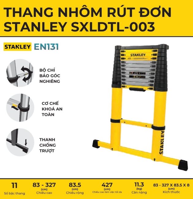 Thang nhôm rút đơn Stanley SXLDTL-003