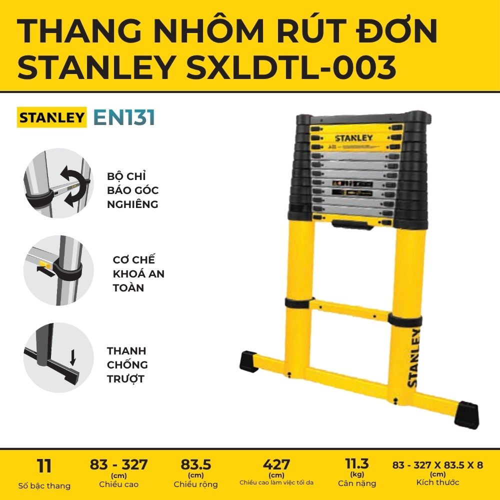 Thang nhôm rút đơn Stanley SXLDTL-003