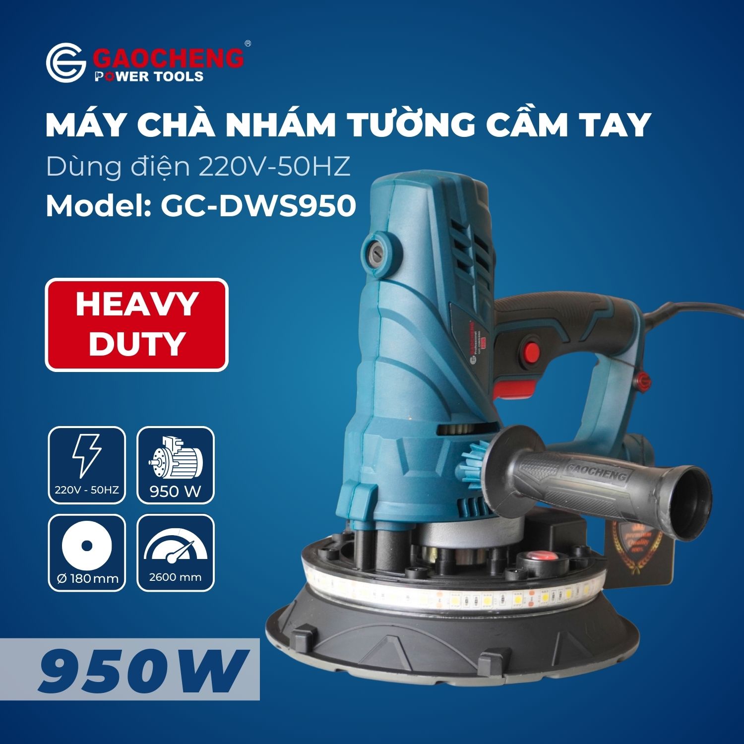 Máy chà nhám tường cầm tay dùng điện Model: GC-DWS950
