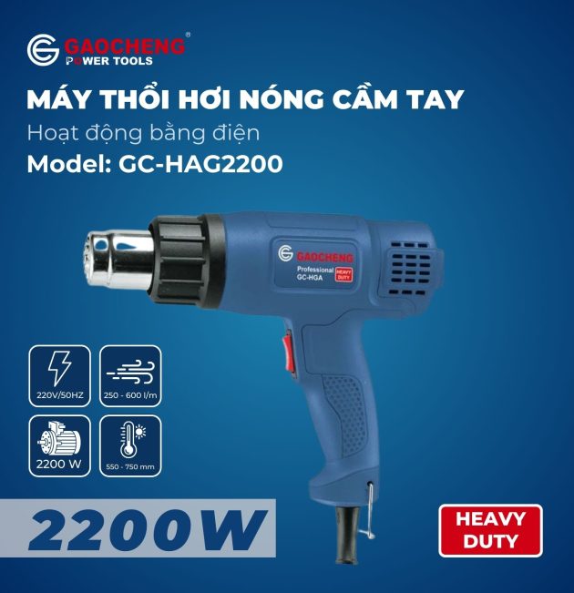 Máy thổi hơi nóng cầm tay, hoạt động bằng điện Model: GC-HAG2200