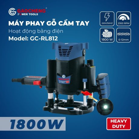 Máy phay gỗ cầm tay, hoạt động bằng điện Model: GC-RL812