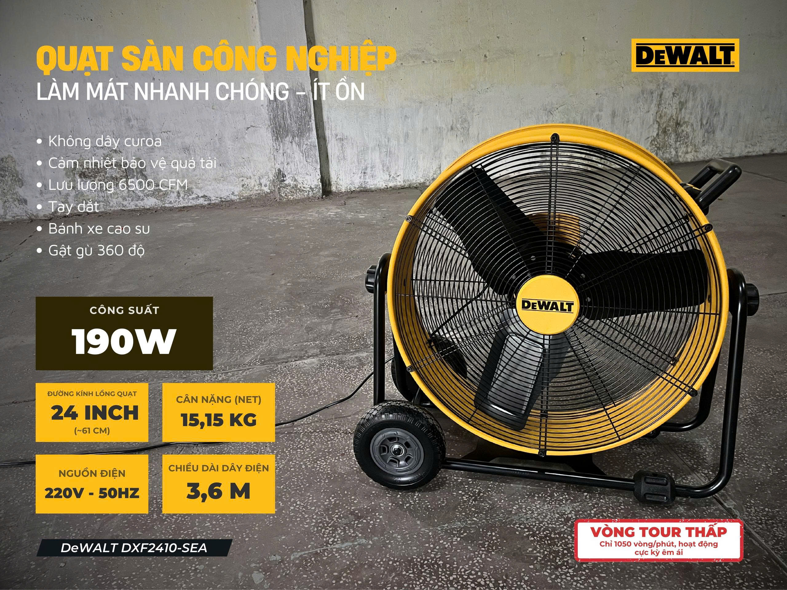 Quạt Công nghiệp Dewalt 24″ DXF2410-SEA - Ảnh 9