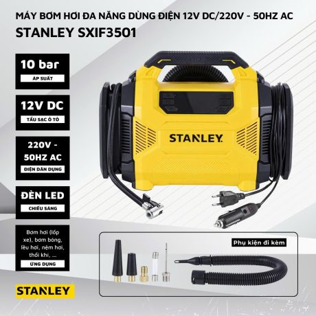 Máy bơm hơi đa năng dùng điện 12V/220V Stanley SXIF3501