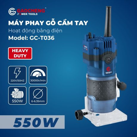 Máy phay gỗ cầm tay, hoạt động bằng điện Model: GC-T036