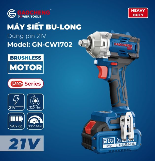 Máy siết bu-long dùng pin 21V Model: GaoCheng  GN-CW1702