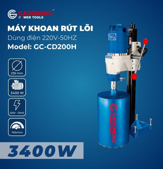 Máy khoan rút lõi, hoạt động bằng điện Model: GaoCheng GC-CD200H