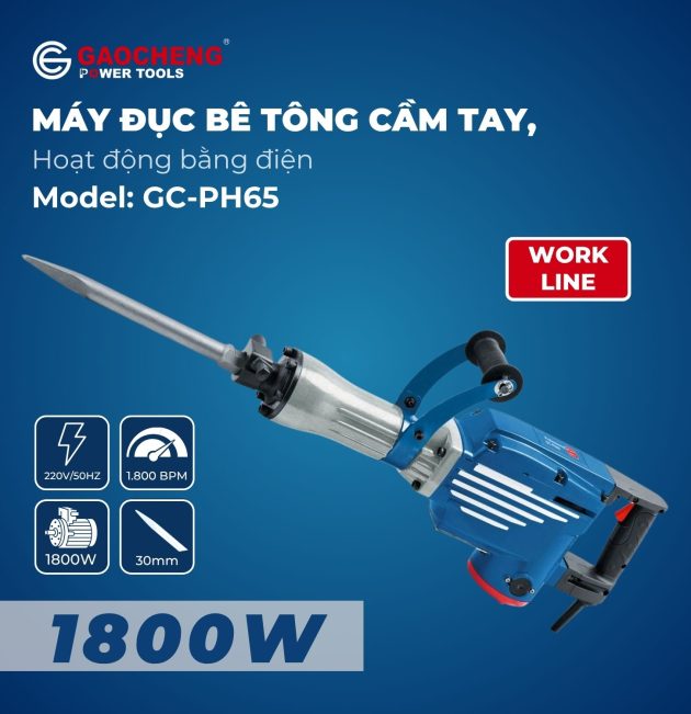 Máy đục bê tông cầm tay, hoạt động bằng điện Model: GaoCheng GC-PH65