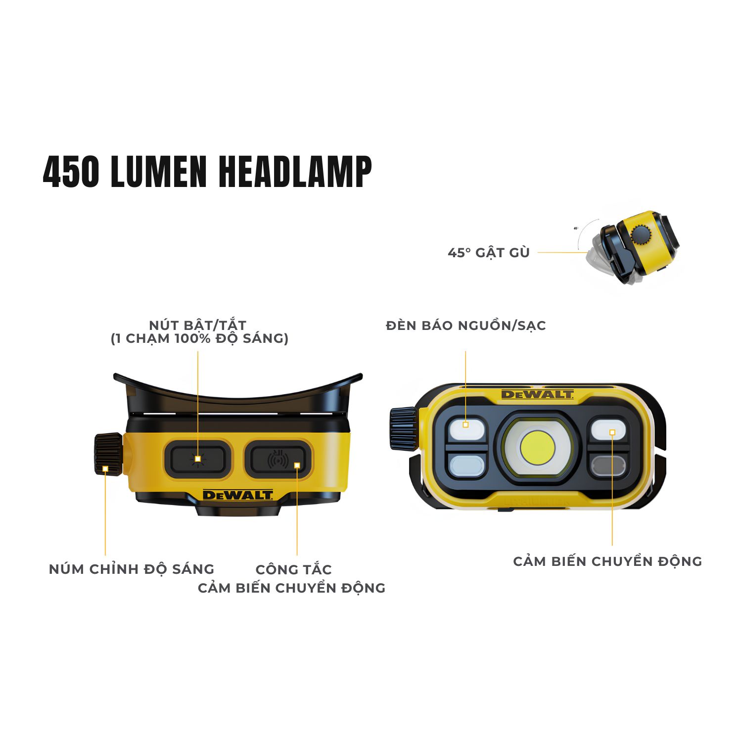 Đèn pin đội đầu 450 lumens Dewalt DXCLXA110 - Ảnh 3
