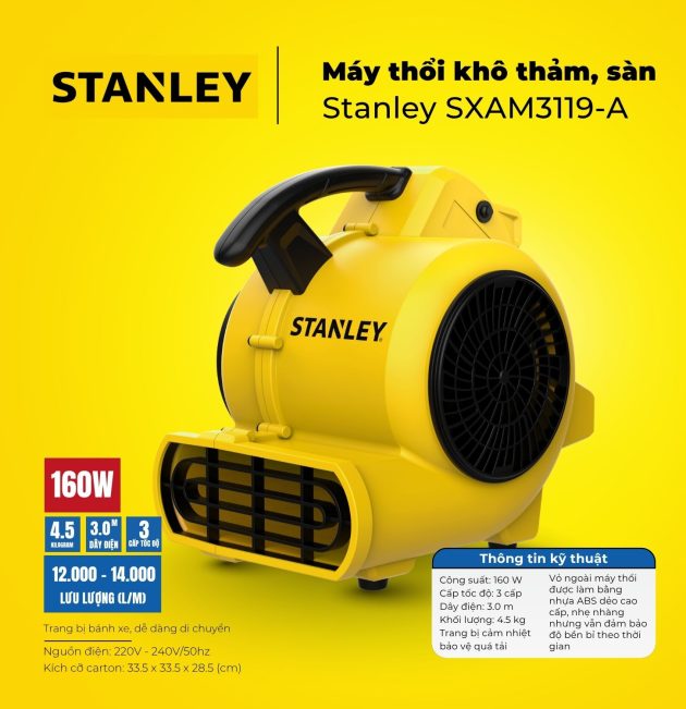 Máy thổi khô thảm, sàn Stanley SXAM3119-A