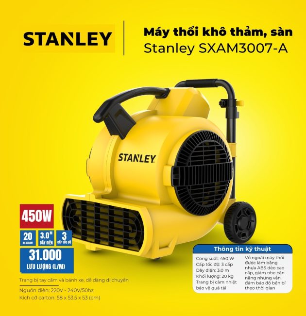 Máy thổi khô thảm, sàn Stanley SXAM3007-A