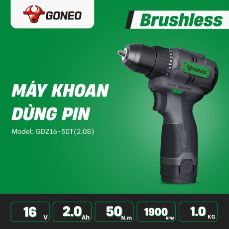Máy Khoan Pin Không Chổi Than GONEO 16V 10mm Model: GDZ16-50T