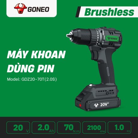 Máy Khoan Pin Không Chổi Than GONEO 20V 13mm (GDZ20-70T)