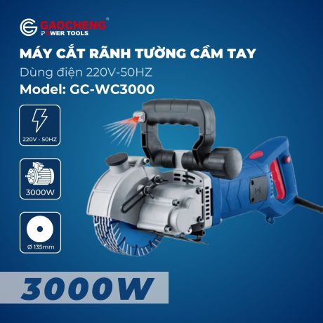 Máy cắt rãnh tường cầm tay, hoạt động bằng điện Gaocheng Model: GC-WC3000