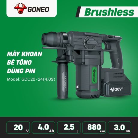Máy Khoan Bê Tông Dùng Pin Không Chổi Than GONEO Model: GDC20-24(4.0S)_GONEO