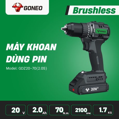 Máy khoan pin không chổi than Goneo model: GDZ20-70(2.0S)