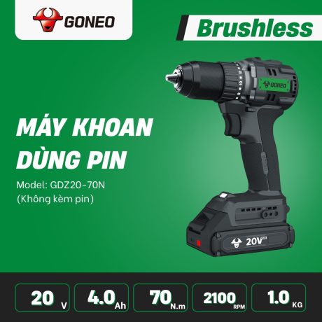 Máy khoan pin không chổi than Goneo model: GDZ20-70(4.0S) (không kèm pin)