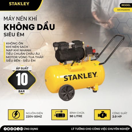 Máy nén khí không dầu giảm âm 50L Stanley SXCMS250HE